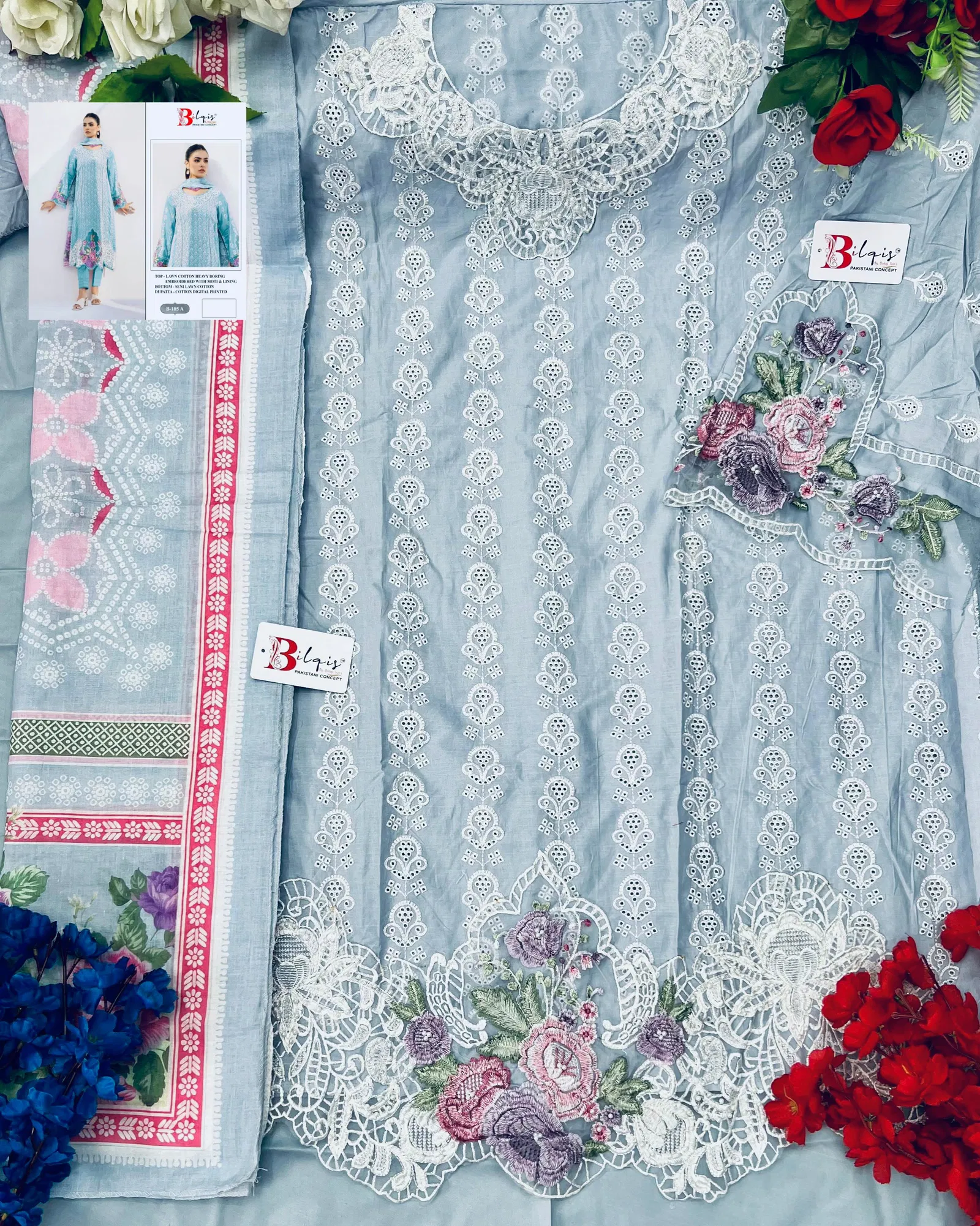 Bilqis B 185 A To D Cambric Lawn Cotton Pakistani Suits Wholesale Shop In Surat